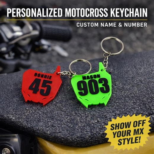 Personalized Motocross Keychain – Custom Name & Number Dirt Bike Keychain – MX Racing Number Plate Gift for Riders - Etsy