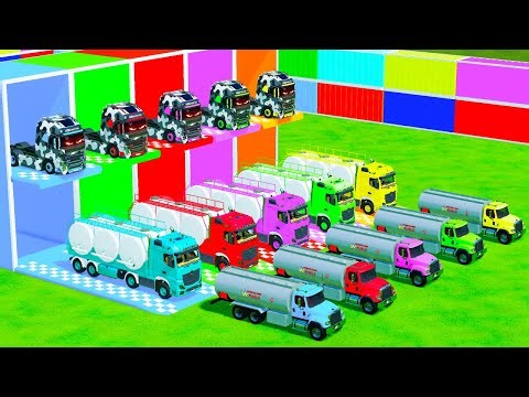 Garage with Colors - ALL MIXER TRUCK WITH DOUBLE FLATBED TRAILER TRUCK, IVECO, MAN, FREIGHTLINER