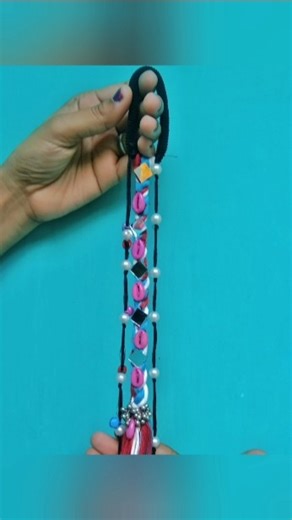 DIY Boho Rubber band Hair accessories || navratri hair accessories #diy #youtube shorts #navratri