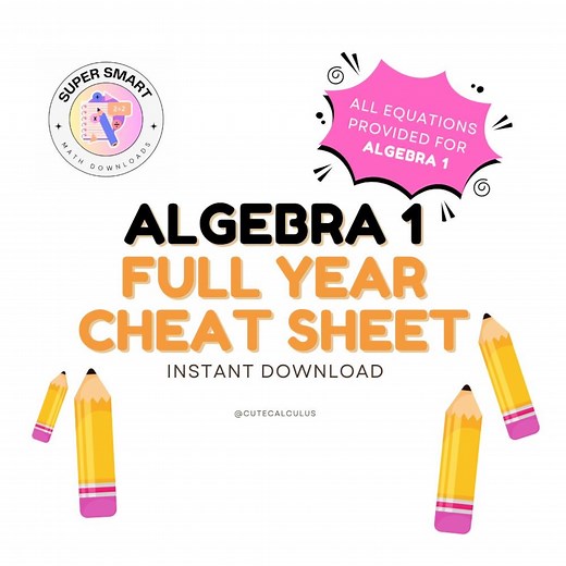 Algebra 1 Essential Cheat Sheet Formula Chart | Printable Math Equation Guide | Instant Download PDF - Etsy