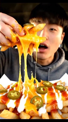 Cheesy Loaded Fries Mukbang Jalapeno Cheese Pull ASMR #Mukbang #ASMRMukbang #EatingShow