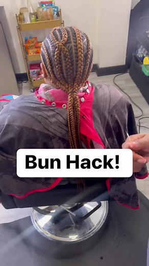 Step 1. Ponytail the braids Step 2. Twist braids two times Step 3. Make a loop and pull the braids through the back to tie a knot Step 4. Make sure to pull all braids so that they align with each other Step 5. Wrap handing braids around the know that you made Step 6. Sew your bun for security. #atlantabraider #atlantabraids #atlbraids #atlhair #viralbraids #thehairjunkie #viralbraids #decaturbraider #atlstylist #atlfeedin #arltribalbraids #mariettabraider #mariettastylist #nashvillebraider #feed