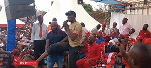 WATCH: NUP supporter Godfrey Onzima, alias Tower displays an injured leg which he says was broken by security operatives as he and others headed to the rally of the party candidate for Kawempe North MP by-election, Elias Nalukoola Luyimbazi. #MonitorUpdates 📹: Michael Kakumirizi | Daily Monitor