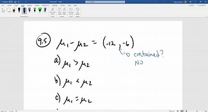 SOLVED:For each of the following confidence intervals for the difference between two means, (μ1-μ2), which mean is significantly larger? a. (-12,7) b. (-12,-7) c. (7,12)