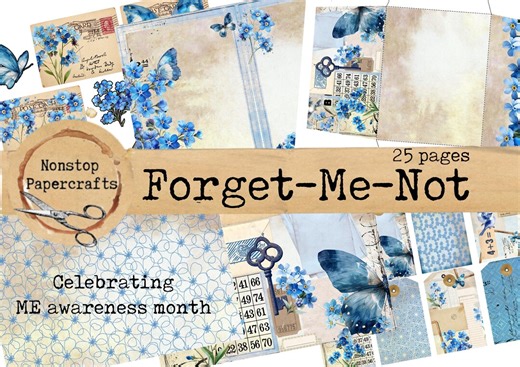 Forget-me-not Junk Journal Kit: Printable Pages (digital Download) - Etsy