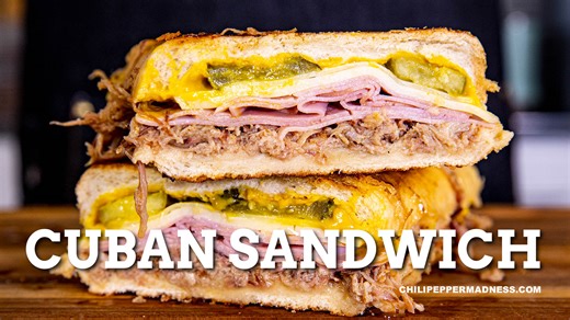 3.6K views · 55 reactions | This Cuban sandwich recipe is the ultimate pork sandwich made with marinated roast pork, sliced ham, Swiss cheese, yellow mustard and pickles. One of my favorites! Here is my homemade version. GET THE RECIPE: https://www.chilipeppermadness.com/recipes/cuban-sandwich/ | Chili Pepper Madness - Recipes & More from a Gourmet Chilihead | Facebook