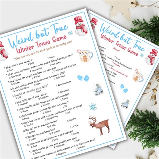 Fun Facts Winter Trivia Game Holiday Party Game Kids Winter Class Party Games Office Icebreaker Games Christmas Party Weird but True Trivia - Etsy