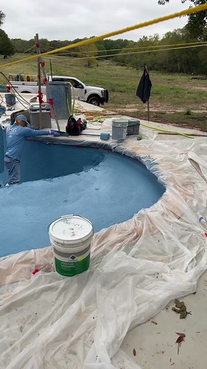 Blue wave Pebble Tec being installed today on the Orozco project. 🔥💯 #pebbletec #custom #elite #outdooroasis #bluewavepebbletec #freeform #custompoolbuilder #elitepools #custompools #stonework #poolwaterfall #customwaterfall #blessed