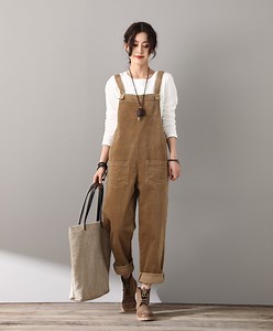 Women's Corduroy Overalls, Brown Corduroy Overalls, Casual Handmade Jumpsuits, Corduroy Pants, Spring Autumn Retro Custom Jumpsuit C2614 - Etsy
