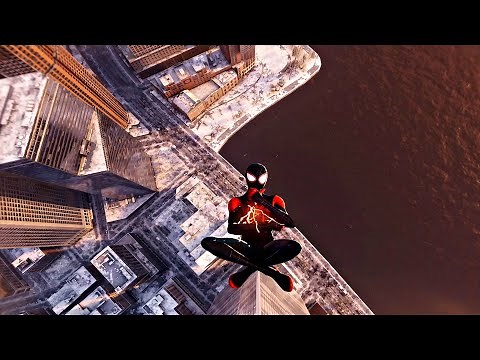 Spider-Man Miles Morales Jumping Off Highest Building & Falling on BACK (4K HD)