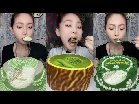 Eating Matcha Cake & Green Tea Desserts ASMR Mukbang | Creamy Soft Eating Sounds