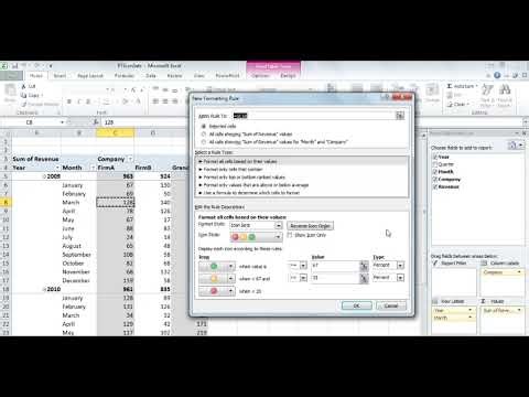 Formatting PivotTable cells using icon sets in Excel