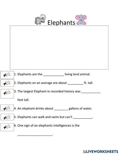 Elephants online worksheet