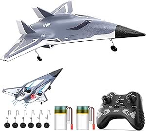 DEERC RC Plane 4 Channels Remote Control Airplane SR72, Twin Ducted Fans Aerobatic RC Jet, With 2 Brushed Motors,3 Flight Modes,2 Lipo Batteries,2.4GHz RTF Glider Hobby Plane for Advance Player&Adults