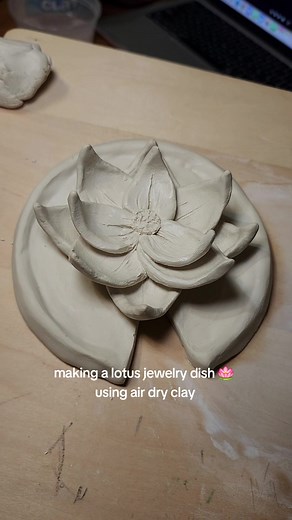 DIY Lotus Flower Jewelry Dish with Air Dry Clay