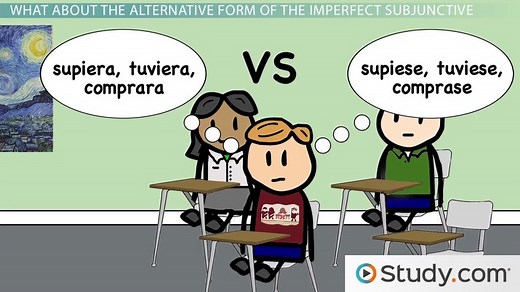 Conjugations and Alternate Conjugations of the Imperfect Subjunctive in Spanish