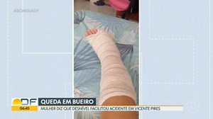 Mulher quebra a perna após cair em bueiro em Vicente Pires