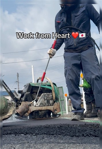 Japan asphalt construction satisfying work from heart