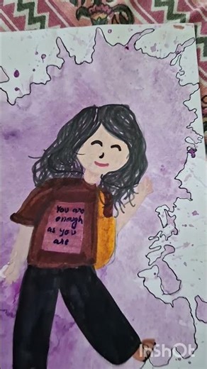 water spill art watercolor and sketch pen art 🎨