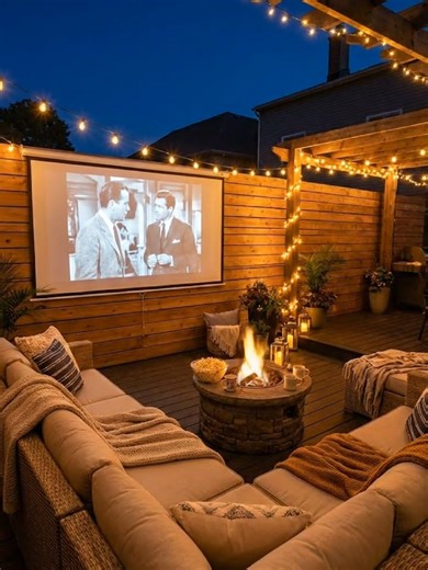 ​Backyard Makeover #OutdoorCinema #GardenDesign #DIYProject #HomeRenovation
