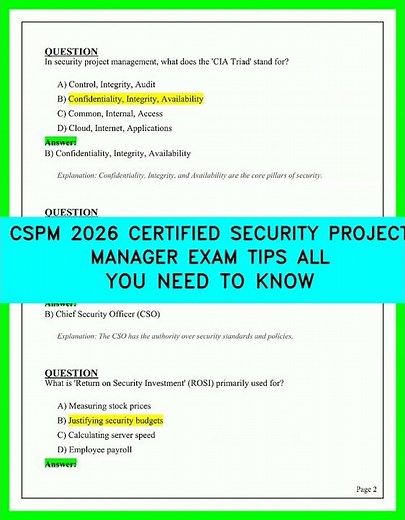 CSPM 2026 CERTIFIED SECURITY PROJECT MANAGER EXAM TIPS ALL YOU NEED TO KNOW VIDEO 2026 UPDATE GUID