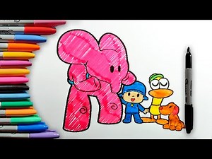 How to Color Pocoyo and Friends Step by Step Easy Coloring pages for Kids and Beginners