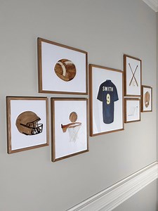 Personalized Watercolor Sports Gallery Wall Art, Jersey Basketball Football Baseball Golf Decor, Nursery Sports Print Set, Sports Lover Gift - Etsy