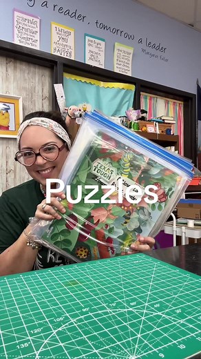 My favorite kind of no prep center is puzzles. They’re great for all ages and help teach problem solving skills, develop fine motor skills, and help children learn to concentrate! #schoollibrarian #puzzles #library #schoollibrary #librarycenters