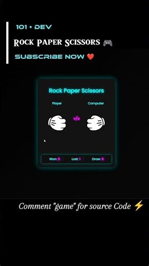 Rock Paper Scissors Using Html Css and js // @101DEV-01 #101DEV #coding #htmlcssjavascript #project