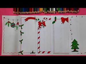 5 Easy Christmas Border Drawings | Festive Doodles for Your Holiday Décor| Project Work Designs