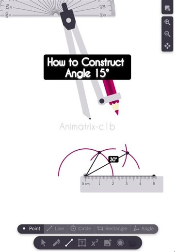 How to Construct a 15° Angle​#Geometry #Maths #Construction #DrawingTutorial #Animatrix #Angle 15