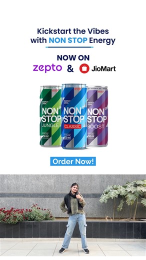 #NONSTOPEnergy on Instagram: "Some days the vibes open in low power mode as life keeps stacking problems. So we push back the drama and make space for better energy. NON STOP, your instant mood upgrade! Order it on Zepto & JioMart. #FeelTheEnergy #GoNONSTOP #EnergyOfYourCity #NONSTOPEnergy #ZeptoNow #AvailableonZepto"