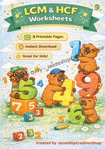 LCM & HCF Worksheets for Kids | Capybara Math Worksheets | Printable Maths Practice | Instant Download PDF - Etsy