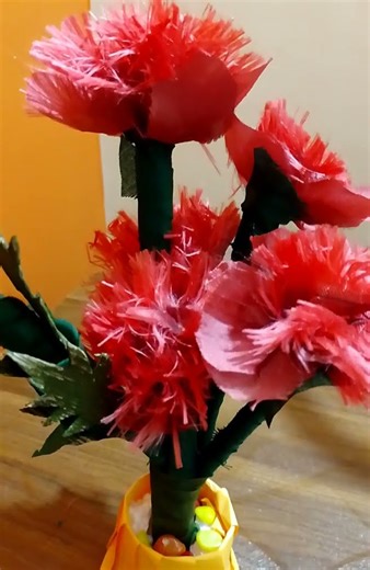 Craft: Hollyocks flower making with waste material