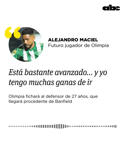 #CardinalDeportivo En declaraciones a ABC Cardinal 730 AM, el futbolista Alejandro Maciel, confirmó que está muy cerca del Olimpia. 🗣️ "Está bastante avanzado", dijo. 👉 abc.com.py/deportes | ABC Deportes