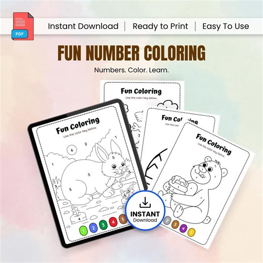 Fun Number Coloring Pages Printable, Kids Math Coloring PDF, Preschool Number Activity Pack - Etsy