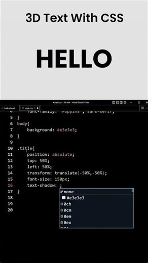 3D Text Effect With CSS #shorts