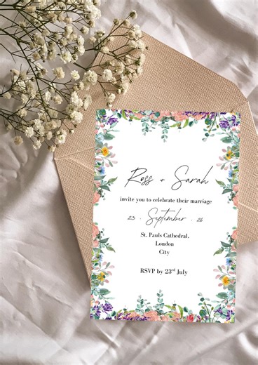 Floral Wedding Invitation Template, Detail Sheet, Digital Download - A6 Size - Etsy