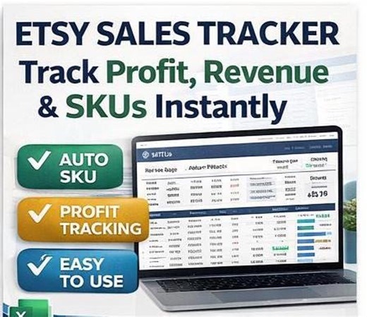 Etsy Sales Tracker Spreadsheet | Auto SKU, Profit, Revenue Dashboard (digital Download) - Etsy