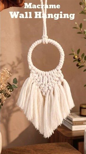 My first macrame attempt!🧶| Diy wall decor#diy #macrame#homedecor #shortscraft#viral#aesthetic#trend