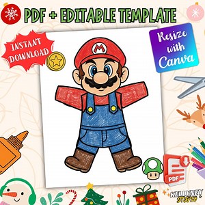 Mario Gingerbread Costume Printable, Gingerbread Man Craft, Cut and Paste Christmas Activity, Kids School Project, Instant Download - Etsy Canada