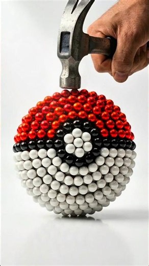 Satisfying Magnetic Pokéball Build & Smash! 🔴⚪ #MagnetBalls #Shorts #ASMR #Pokeball