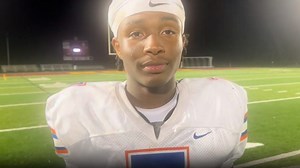 Orange quarterback Levi Davis gives interview after Week 2 win over Westerville North