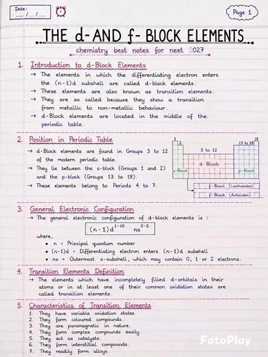 The d- and f-Block Elements | Complete Class 12 Chemistry Notes for NEET 2027 |