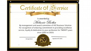 29 ans de service - modèle de certificat dans Microsoft Word avec logo personnalisé - Etsy France