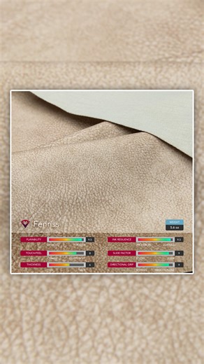 𝑭𝑨𝑩𝑹𝑰𝑪 𝑺𝑷𝑶𝑻𝑳𝑰𝑮𝑯𝑻 FENRISS What was originally thought to be an alternate color way of Direwolf, Fenriss stands in a classification of its own. While it shares the same aesthetic texture of Direwolf, it feels like no other. Or shall we say, it feels like ONE other. Our first touch immediately brought to mind one of our most beloved fabrics. Fenriss carries the same soft-yet-rigid character that made Odyssey Marble Ivory legendary. The resemblance was striking enough that we ran a bl