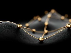 Abstract Golden Bead Chain with Glowing Link Network Seamless Motion Background Loop 4K 60FPS