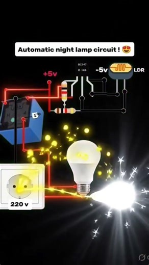 This image displays an automatic night lamp circuit designed to control lighting based on ambient