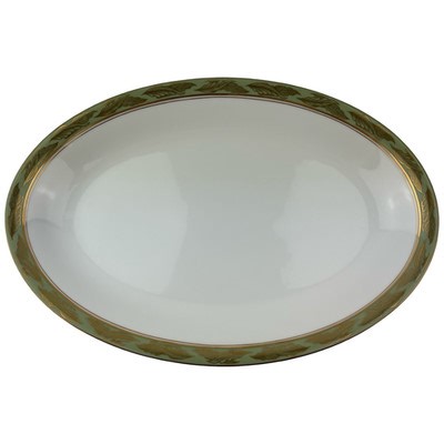 Noritake ADALA Oval Serving Platter 16" VTG 5273 Gold Leaves on Green Japan | eBay