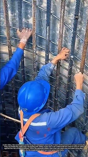 Tying steel wire to fix large bored piles